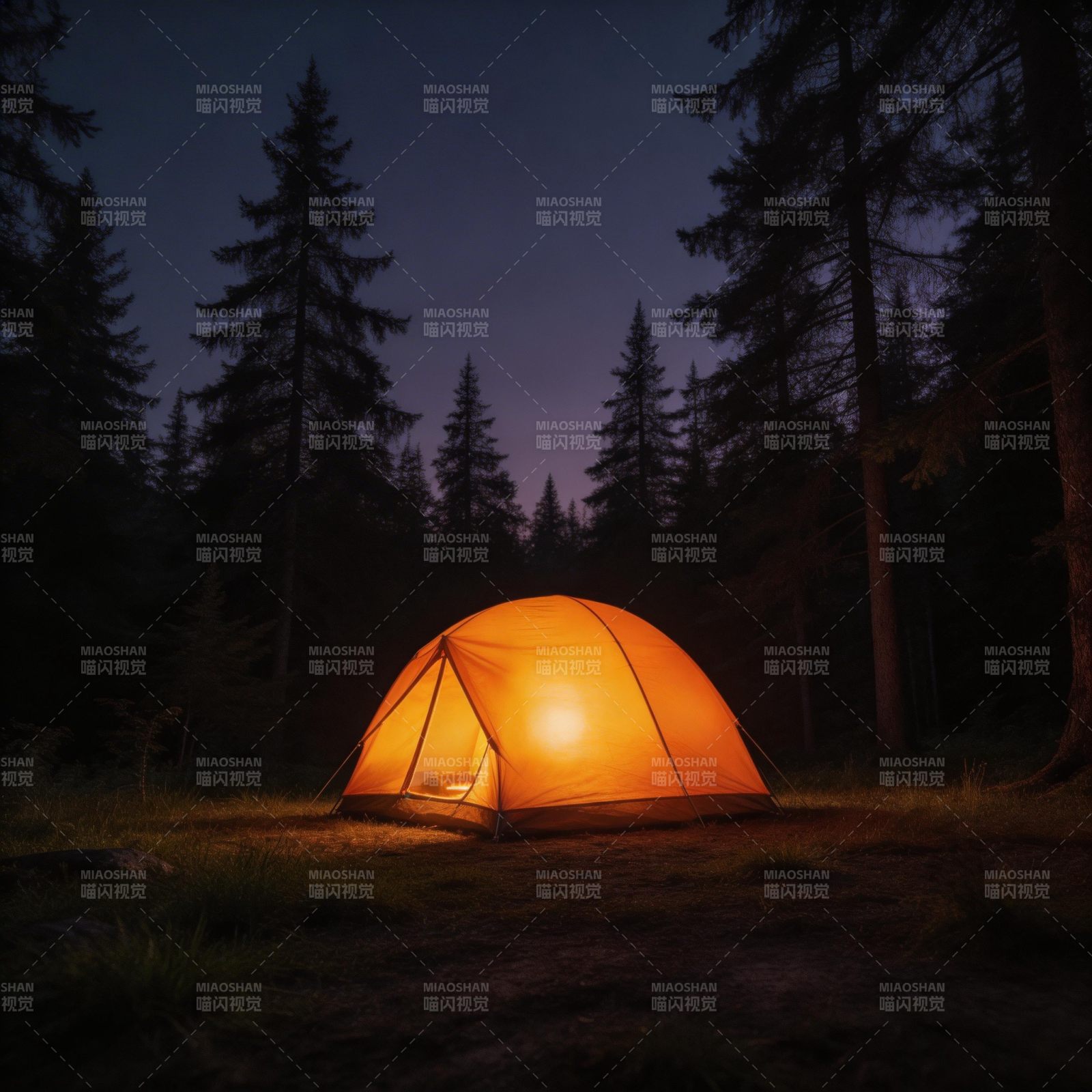 林间暖帐 夜色温柔图片