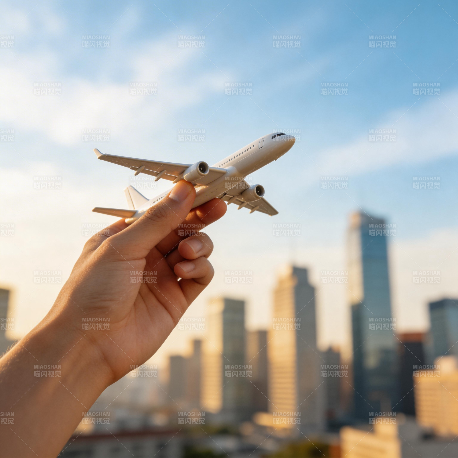 手握飞机 城市梦想启航图片