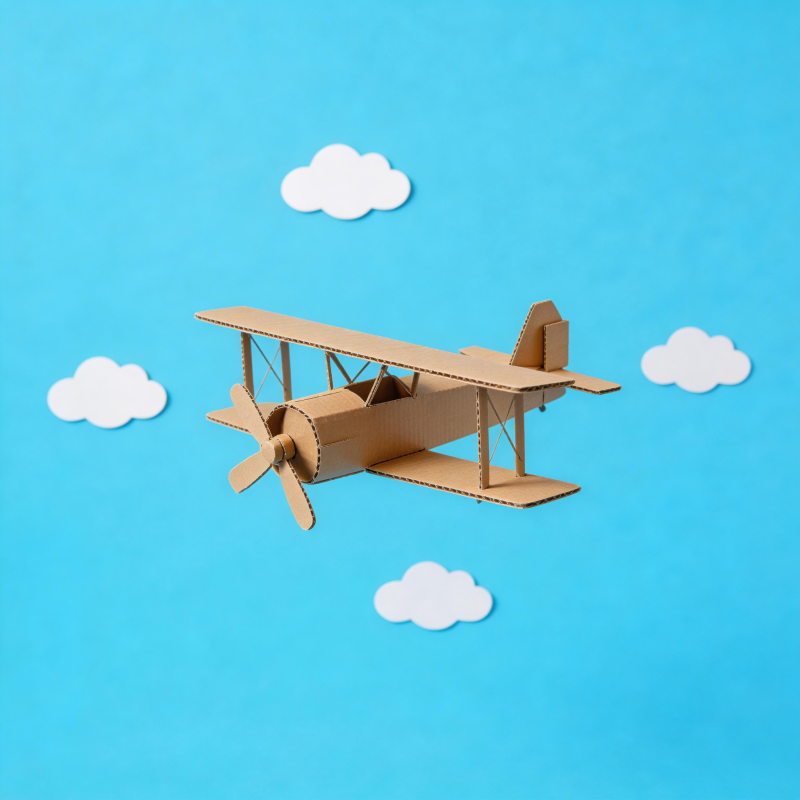 纸飞机翱翔蓝天云朵间图片