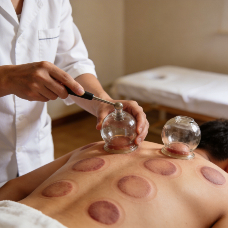 拔罐疗法进行中图片