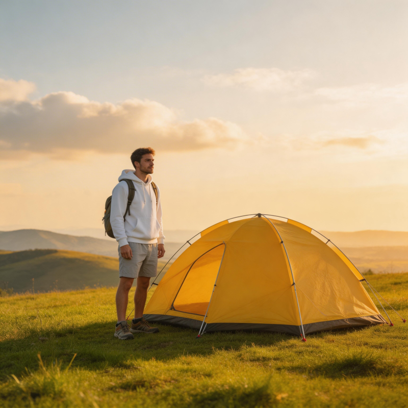 夕阳下的露营时光图片