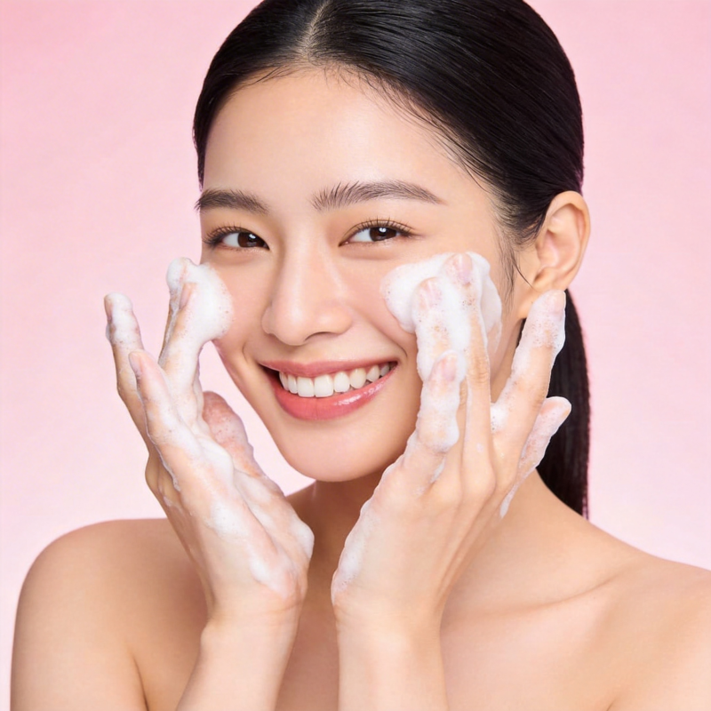 洁面泡沫 笑容灿烂图片