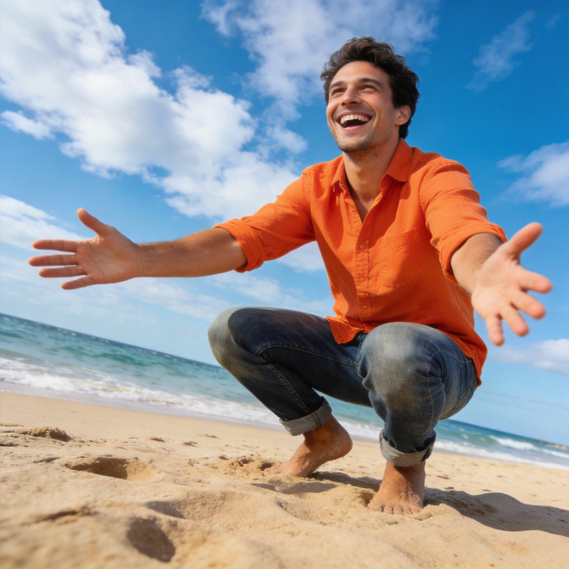 海边欢笑 拥抱自由阳光图片