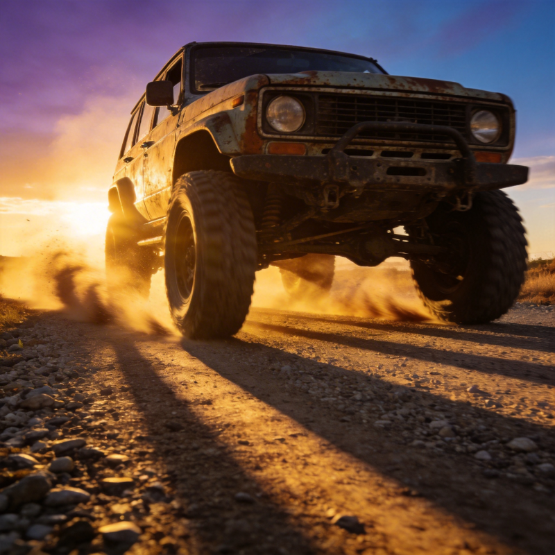 越野狂飙 尘土飞扬夕阳下图片