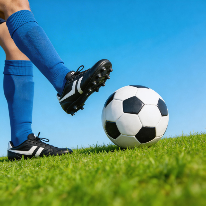 蓝袜踢球 绿茵蓝天间图片