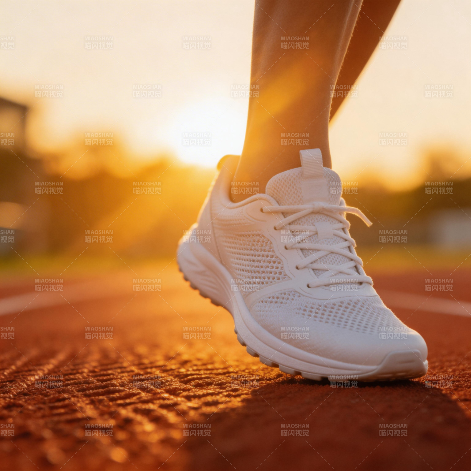 夕阳跑道 白鞋轻踏图片