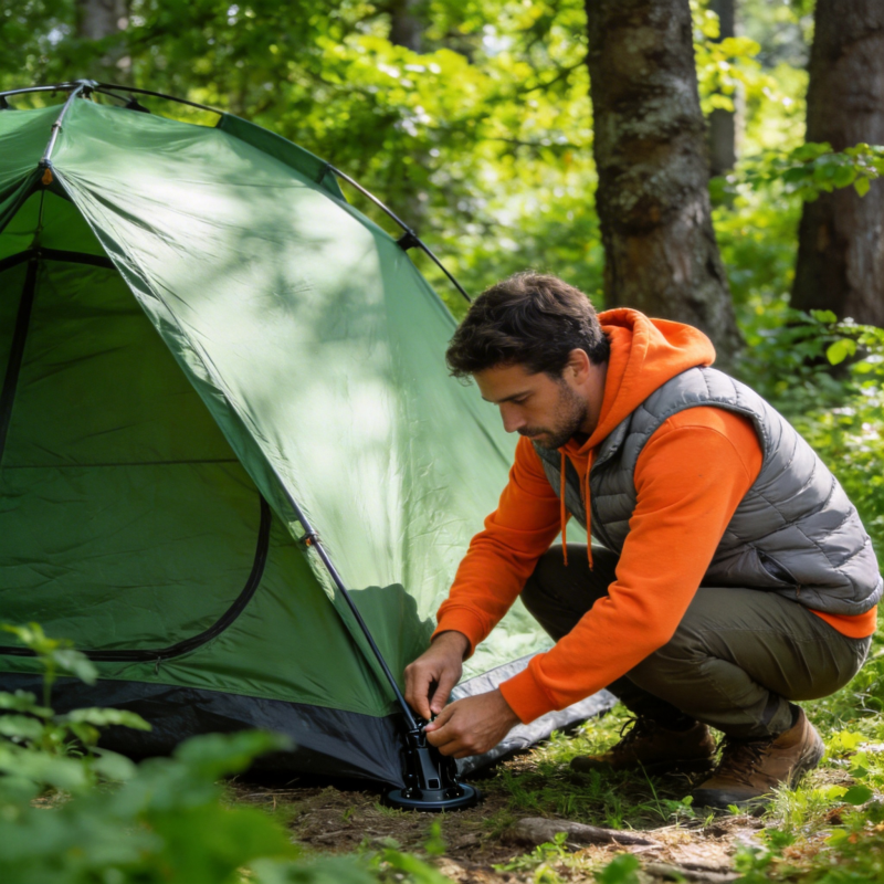林中搭帐篷 户外享自然图片