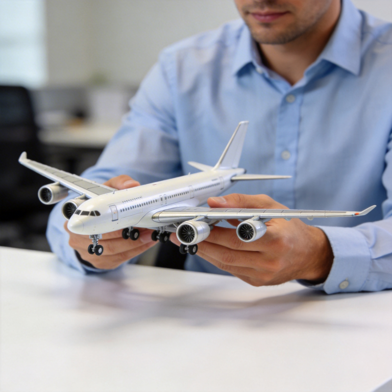 男子手持飞机模型图片