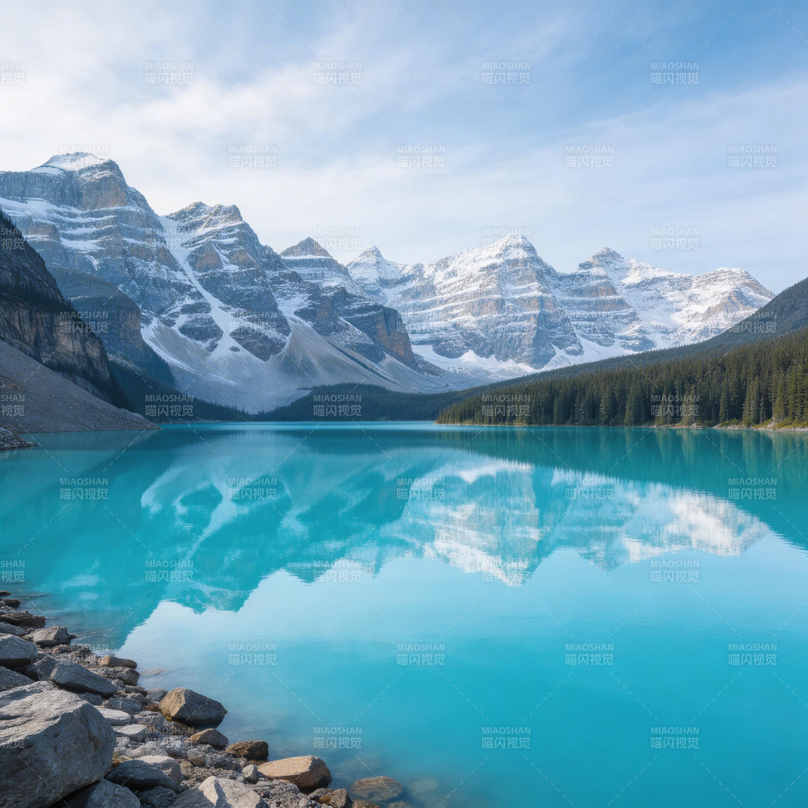 雪山映碧湖 静谧如画境图片