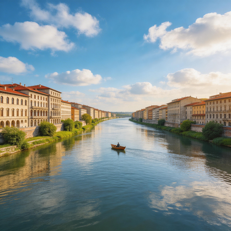 河上小舟 两岸古韵图片