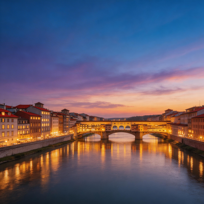 佛罗伦萨黄昏桥影如画图片
