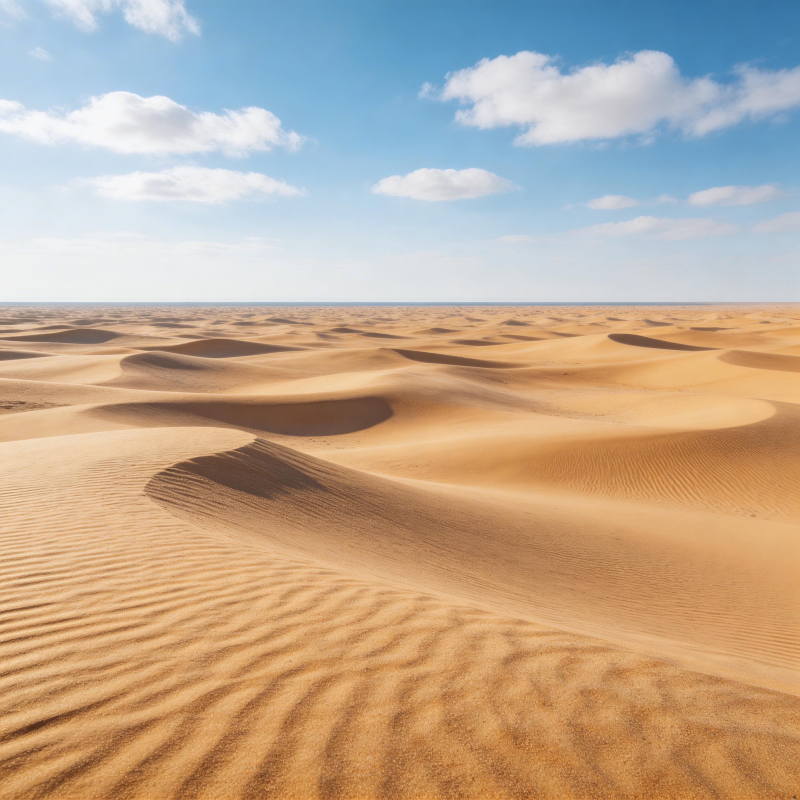 沙漠金浪 蓝天白云下无垠沙海图片