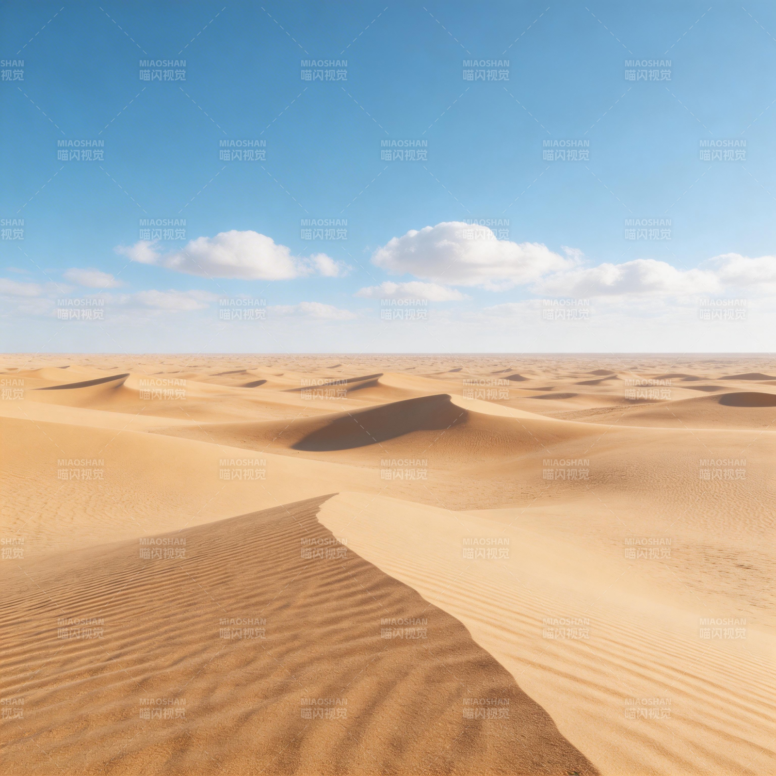 沙漠金浪 蓝天白云间图片