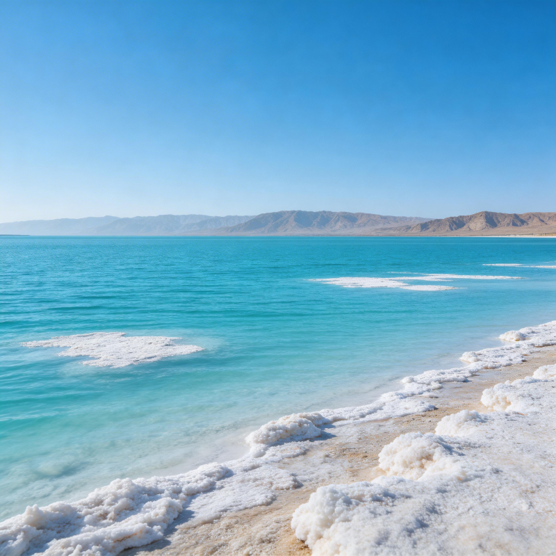 死海盐滩 碧蓝如镜图片