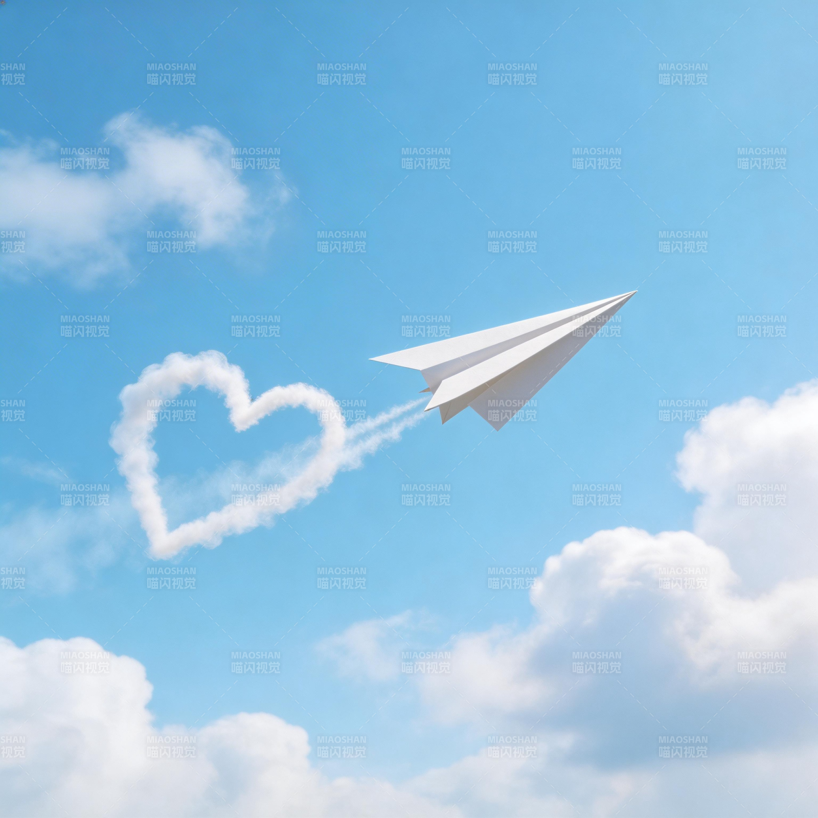 纸飞机划出爱心云迹图片