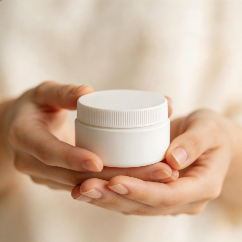 双手捧白罐 温柔护肤时刻图片