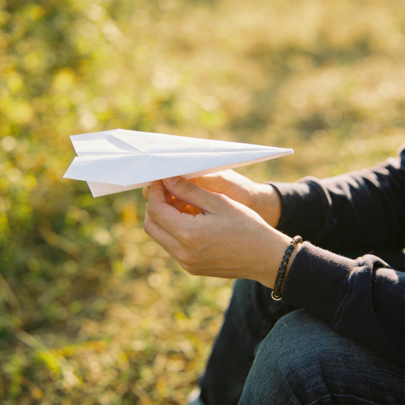 手握纸飞机 阳光伴童年图片