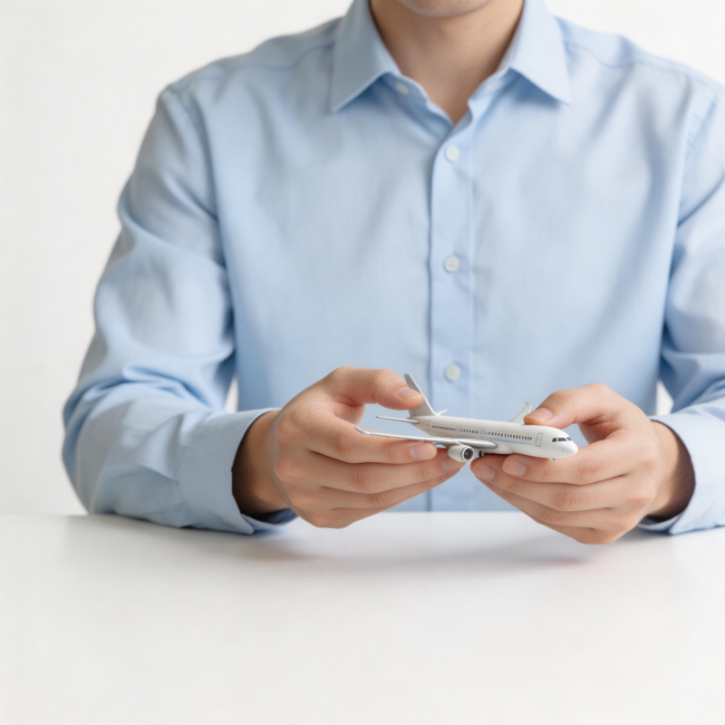 手持飞机模型 专注凝视图片