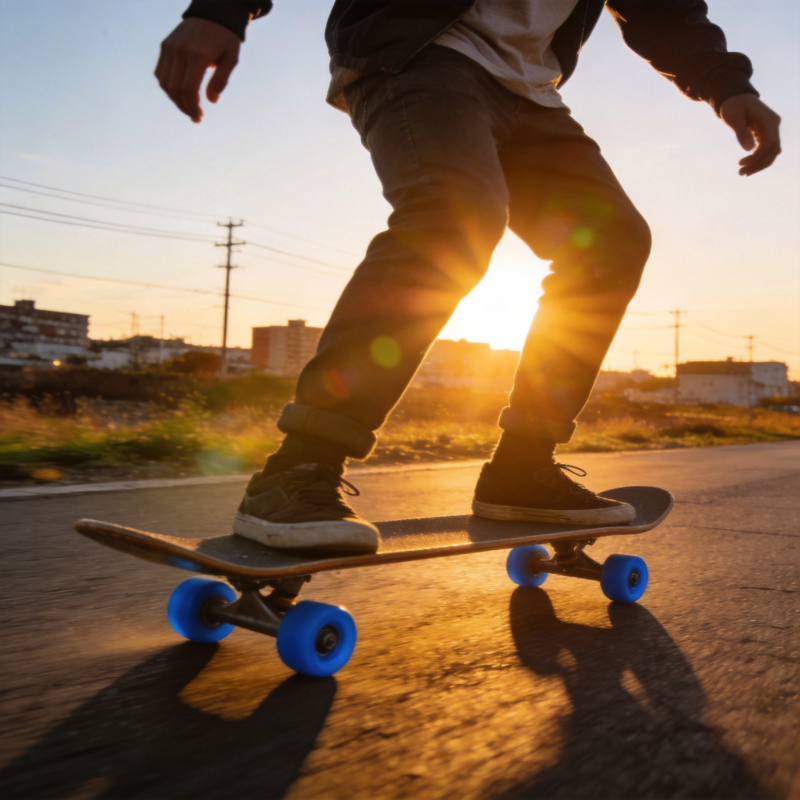 夕阳滑板少年图片