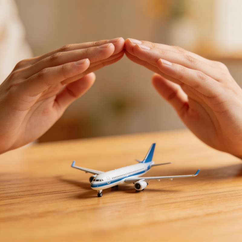 双手护小飞机 象征安全守护图片