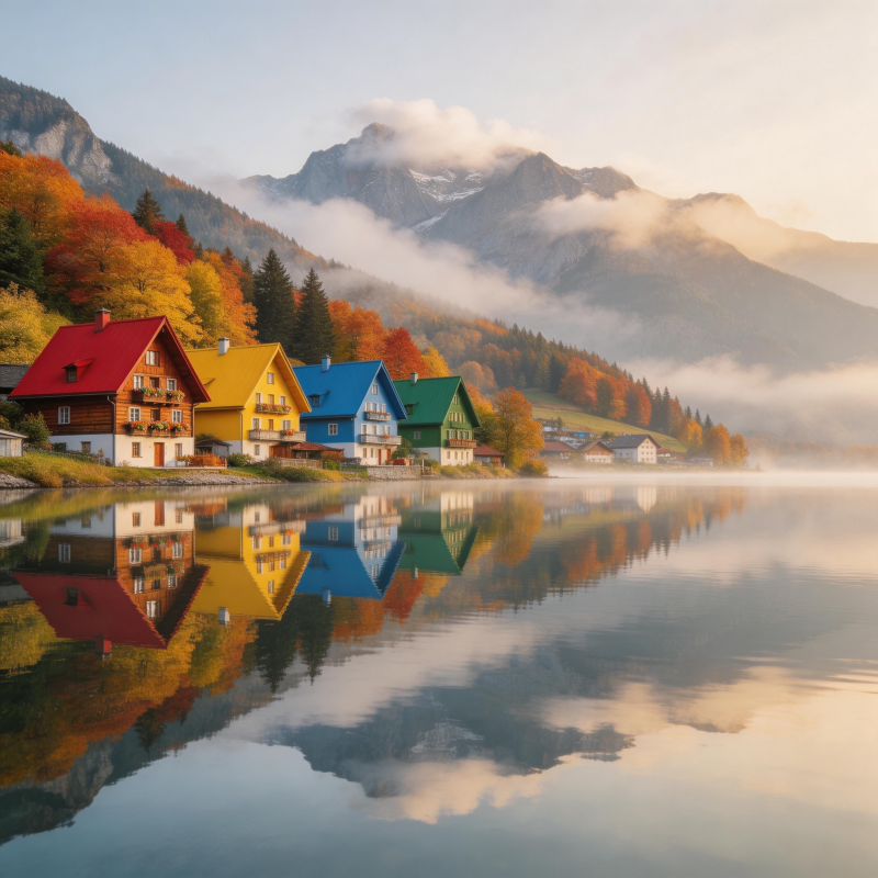 湖光山色映彩屋图片