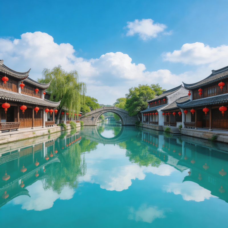 江南水乡 古桥映碧空图片