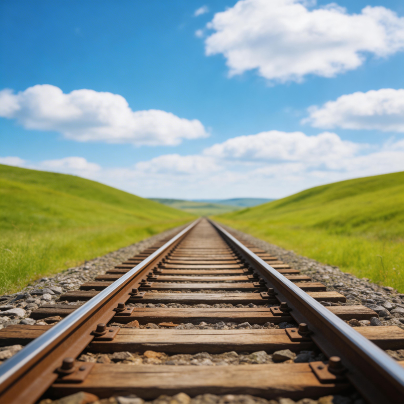 铁轨通远方 绿野映蓝天图片