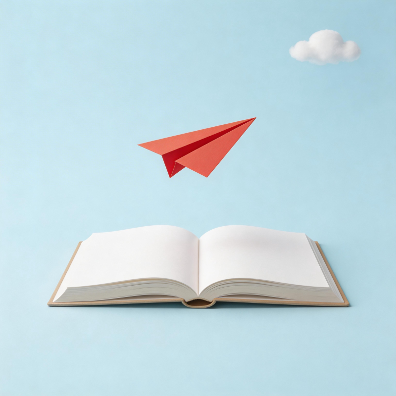 书页飞红纸飞机图片