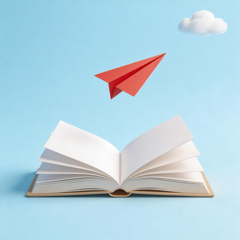 书页飞出红纸飞机图片