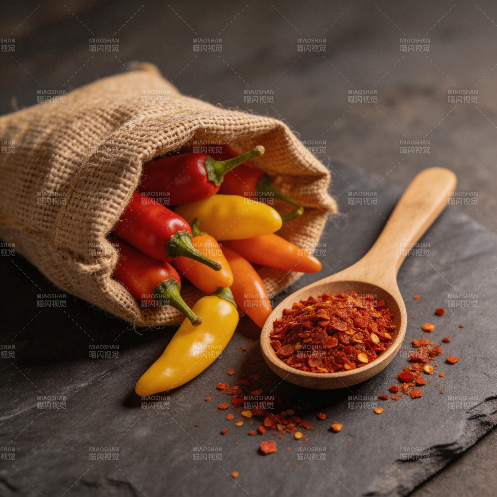 彩椒与辣椒粉 香辣诱人图片