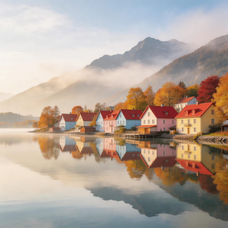 湖光山色映彩屋图片
