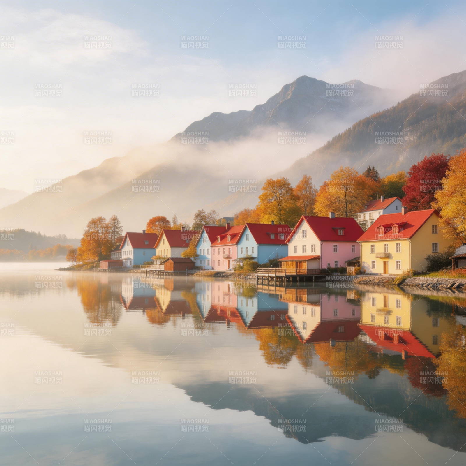 湖光山色映彩屋图片