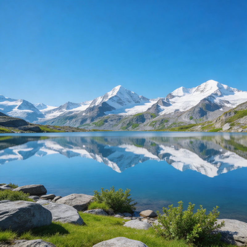 雪山映湖 静谧如画图片