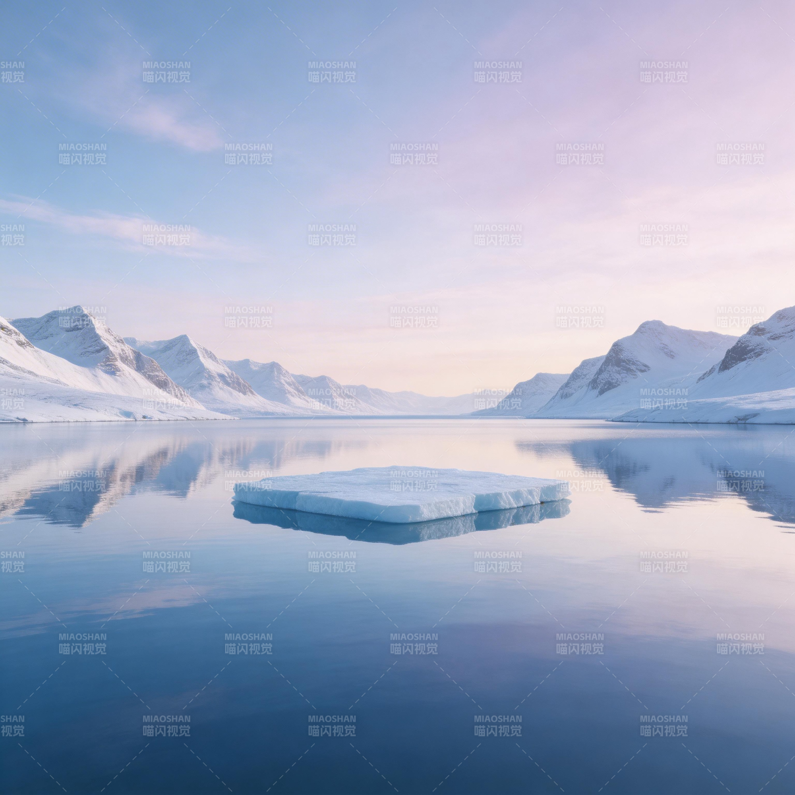 冰湖静影 雪山映天光图片