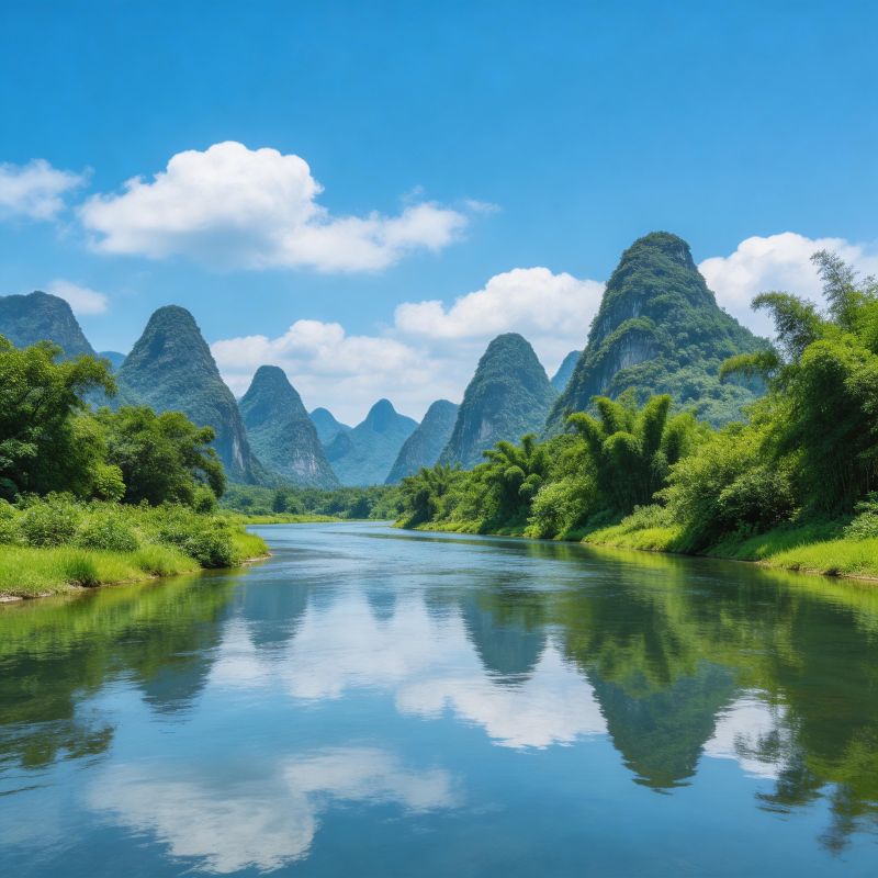 青山绿水映蓝天图片