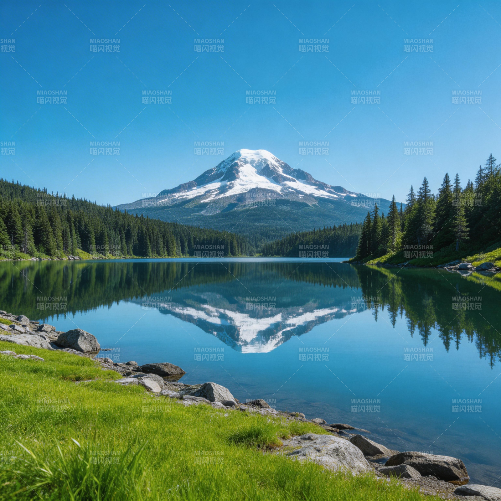雪山映湖 静谧如画图片