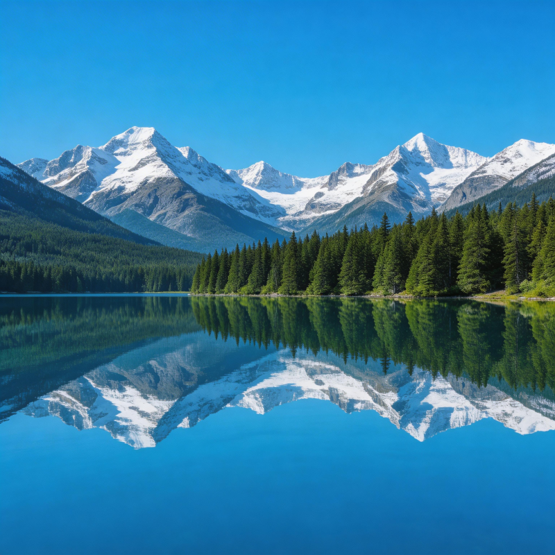雪山倒映湖中 静谧如画图片