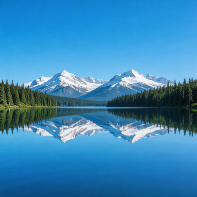 雪山倒影湖中 静美如画图片