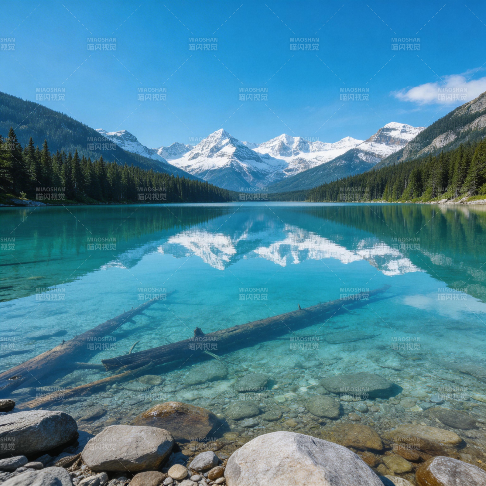 雪山映碧湖 静美如画卷图片