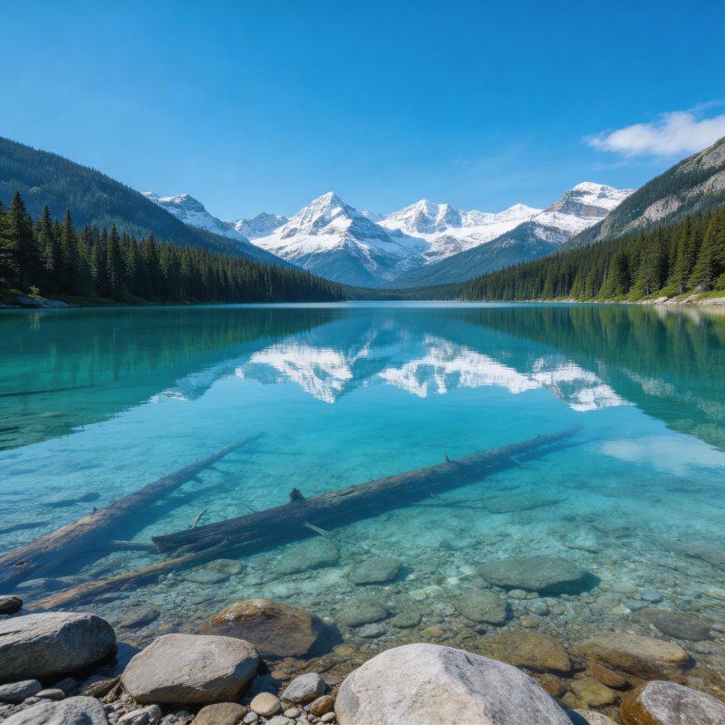 雪山映碧湖 静美如画卷图片