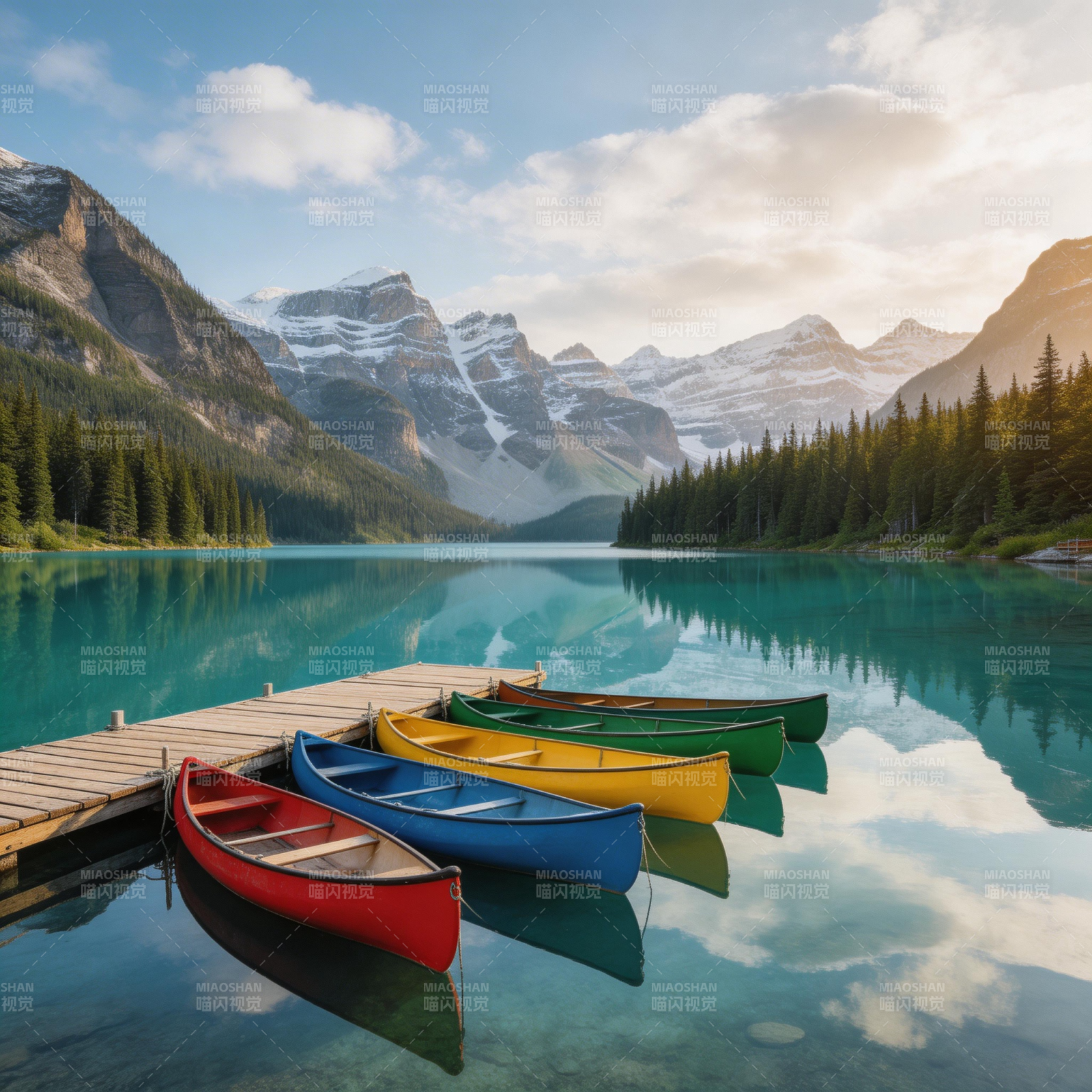 湖光山色 彩舟静泊图片