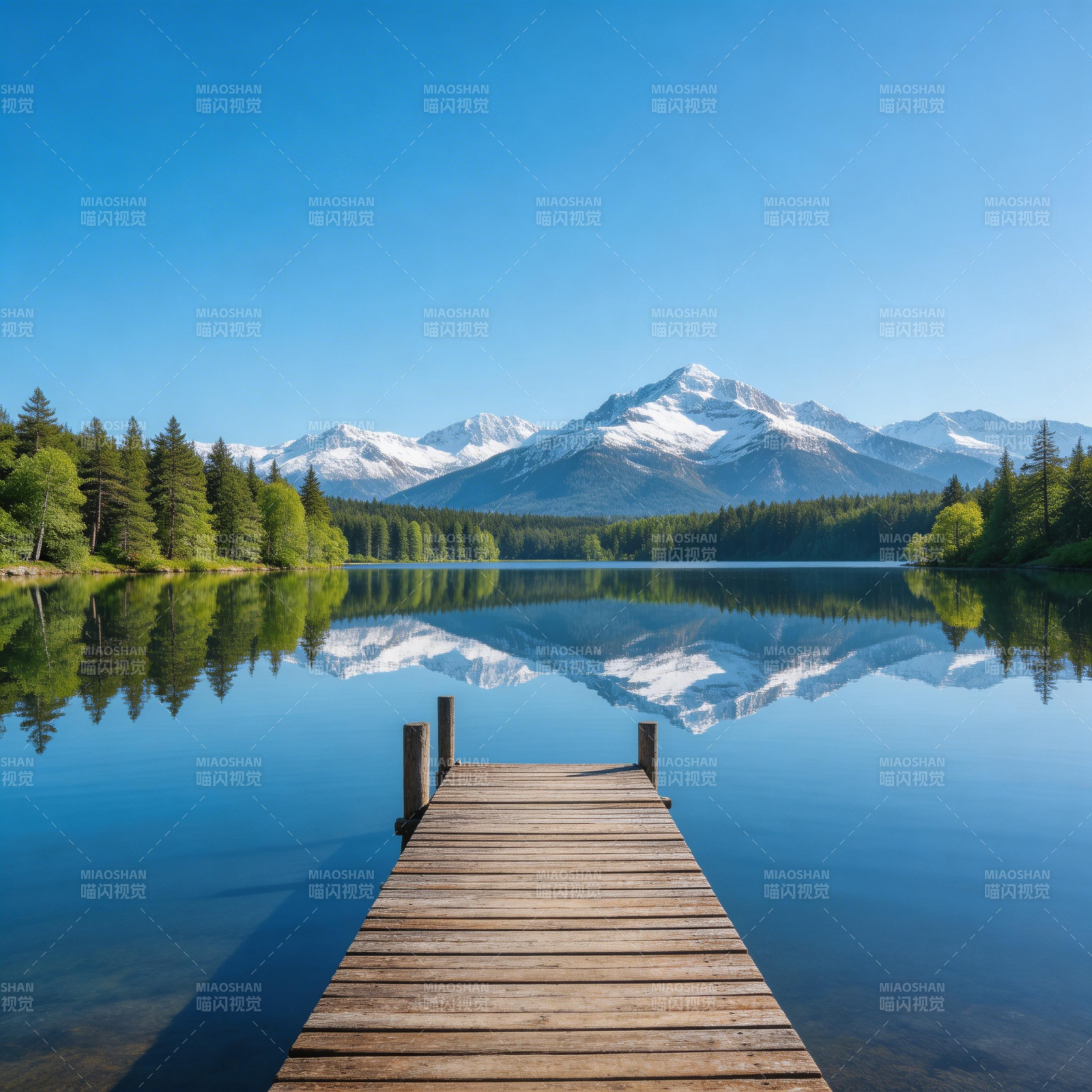 湖光山色 木桥通幽境图片