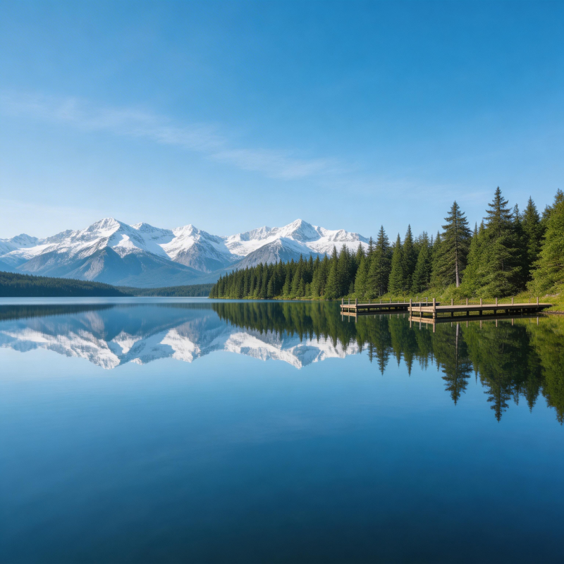 雪山映湖 静美如画图片