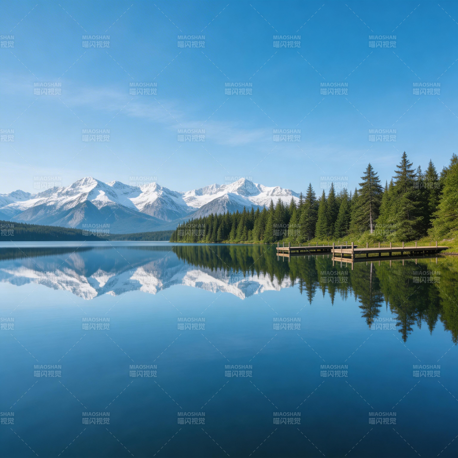 雪山映湖 静美如画图片