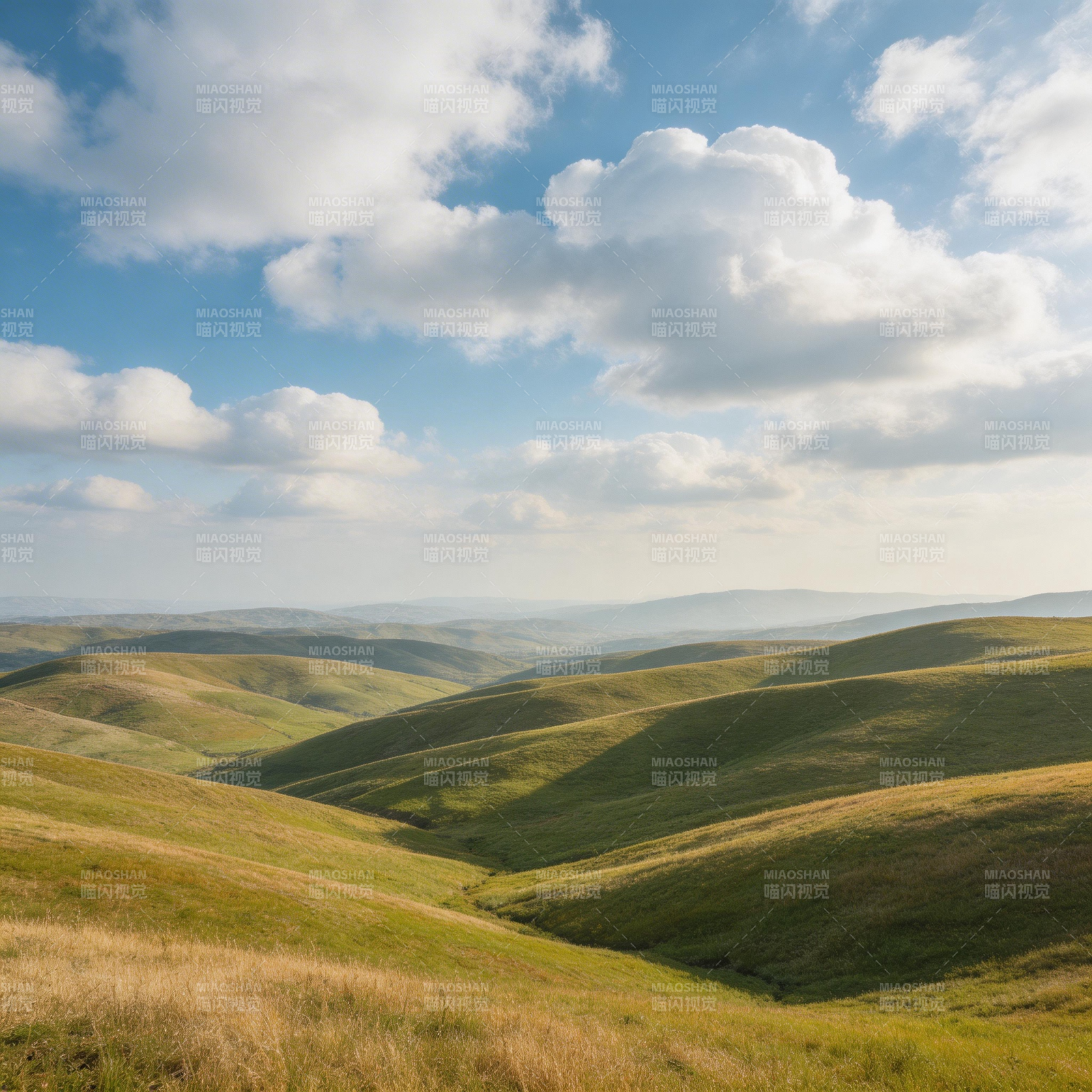 云下绿丘 柔光漫野图片