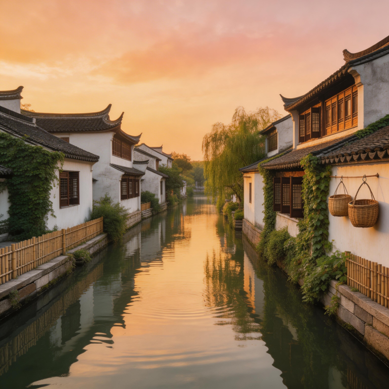 水乡夕照 古韵悠然图片