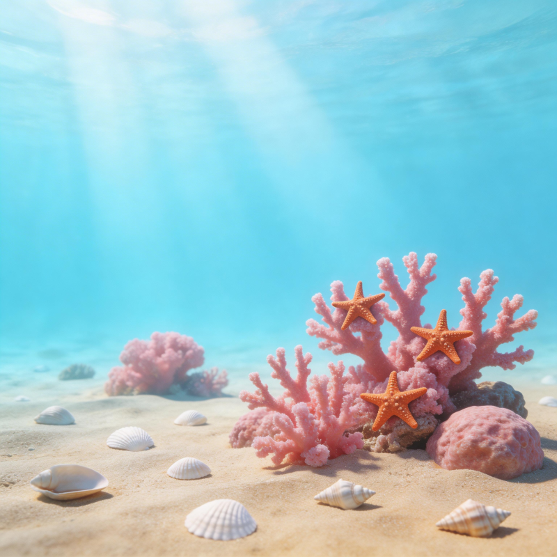 海底珊瑚与海星静景图片