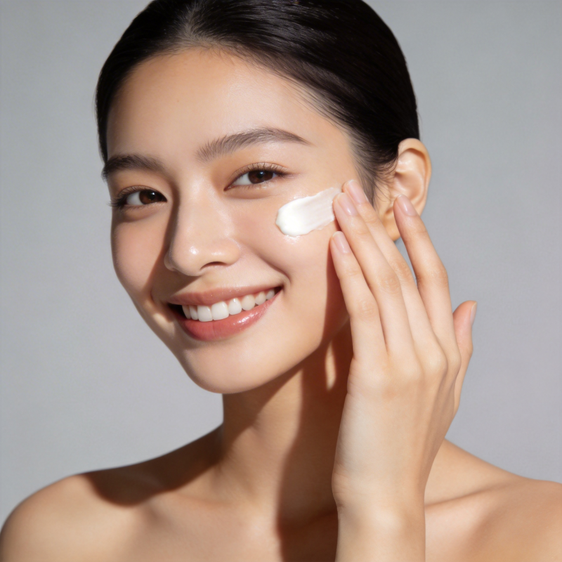 微笑抹霜 肌肤发光图片