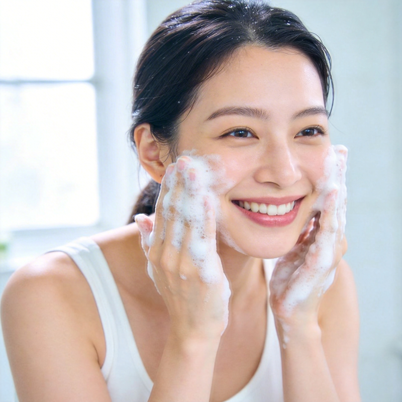 洁面泡沫 笑容灿烂图片