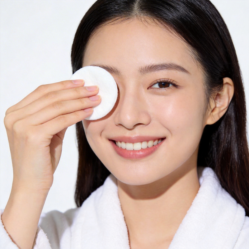 棉片轻拭 肌肤焕亮微笑图片